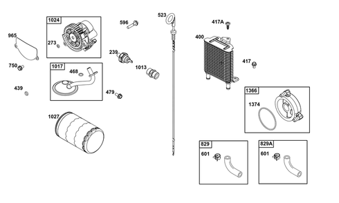 Lubrication Group Diagram and Parts List for 541477-2240-H7 400000 - 699999 Briggs and Stratton Engine